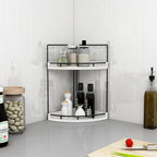 Dorhors 2-Tier Rustic White Corner Bathroom Shelf - Image 6