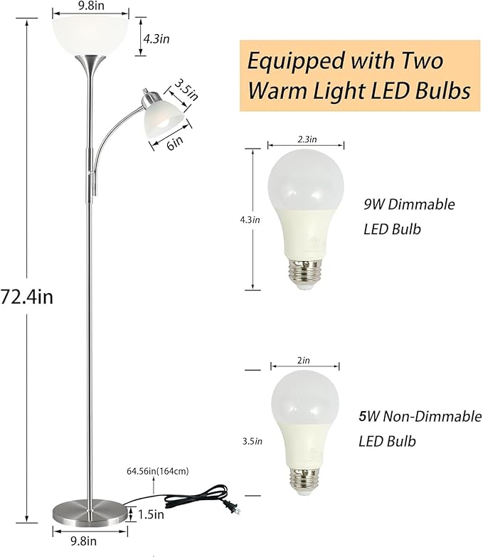 RISLG Floor Lamp, Dimmable Standing lamp, Stepless Dimming Brightness, Included - Image 5