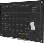 TOWON 47 x 35 Inch Glass Dry Erase Board Reminder, Magnetic Whiteboard Calendar