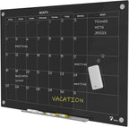 TOWON 47 x 35 Inch Glass Dry Erase Board Reminder, Magnetic Whiteboard Calendar by TOWON