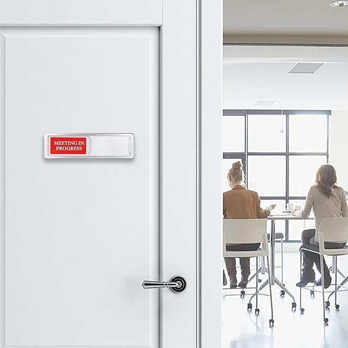 Meeting in Progress or Vacant Door Sign, Sliding Status Indicator Sign - Image 5