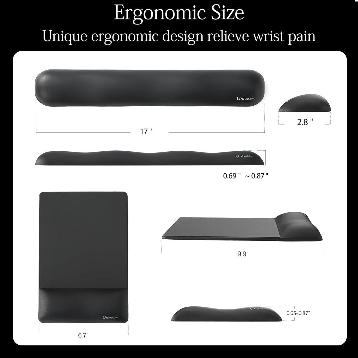 UnivoColors Design-Wave Set of Keyboad Wrist Rest & Mouce Pad,Artificial ...