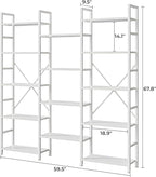 SUPERJARE Triple 5 Tier Bookshelf, Bookcase - Image 3