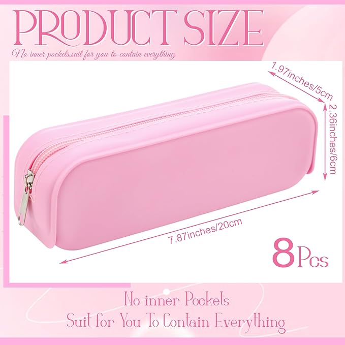 Feifeiya 8 Pcs Silicone Pencil Case Pen Zipper Pouch Bags Aesthetic Back to - Image 2