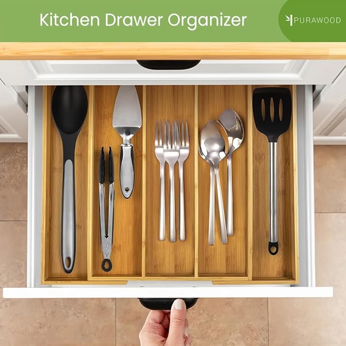 Purawood Kitchen Drawer Organizer, 2 Pack - Image 5