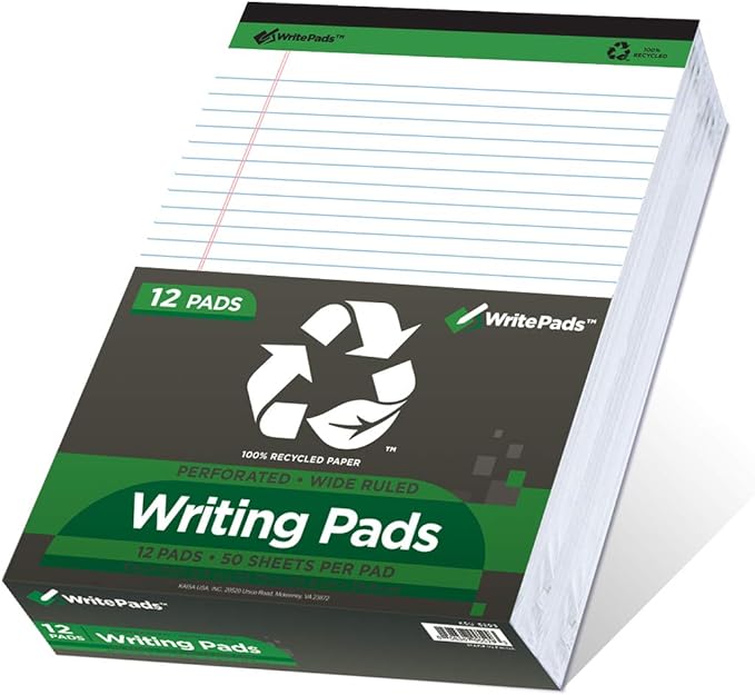 KAISA Legal Notepads 8.5"x11.75"，12pads note pads Writing Pads Recycled Paper by KAISA