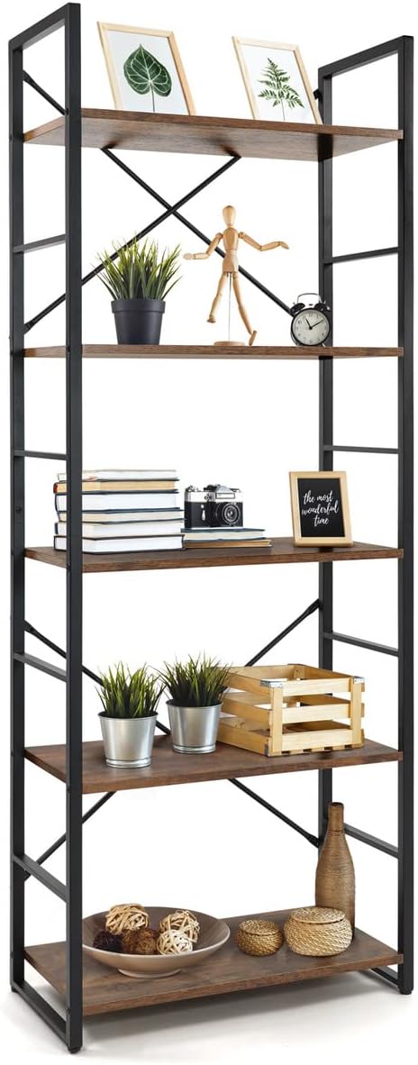 CAPHAUS 5 Tier Bookshelf, 24 Inch Width Free Standing Shelf, Bookcase Shelf by CAPHAUS
