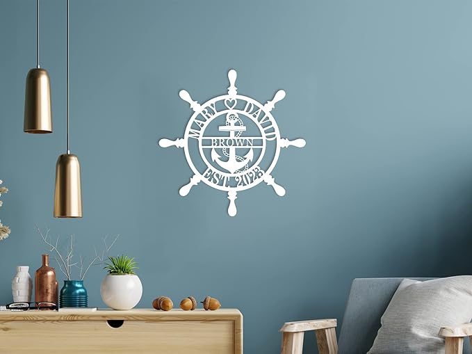 Personalized Wheel Ship Metal Sign, Custom Nautical Wall Decor, Custom Ship - Image 7