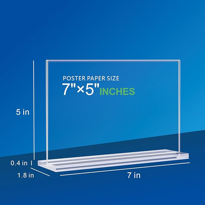 Acrylic Sign Holder 7x5, 6 Pack Clear Double Sided Table Sign Holder Horizontal - Image 3