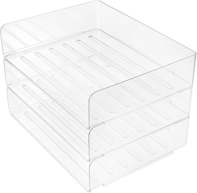 COHEALI Stackable Desk Organizer Tray Transparent Wide Paper Holder by COHEALI