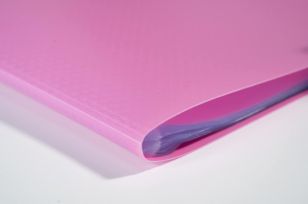 Exacompta - Ref 88227E - Semi-Rigid PP Display Book - Suitable for A4 Documents, Wipeable Cover, 500 Micron Polypropylene, 20 Pockets, 40 Viewing Pages - Pink Cover