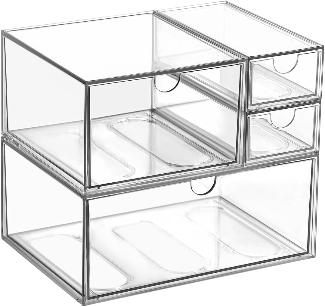 4-piece Acrylic Desktop Drawer Organizer Set (3 Sizes)