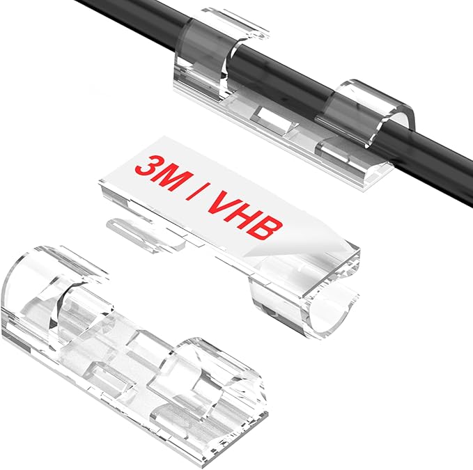 Cable Clips Clear, Upgraded Adhesive Wire Holders by TidyHelper