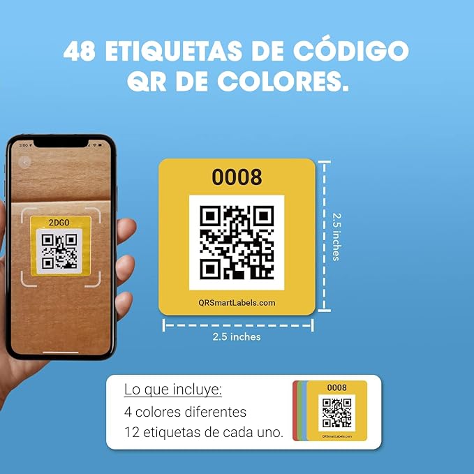 SmartLabels – Etiquetas QR en Español | Paquete de 48 | Multicolor | - Image 5