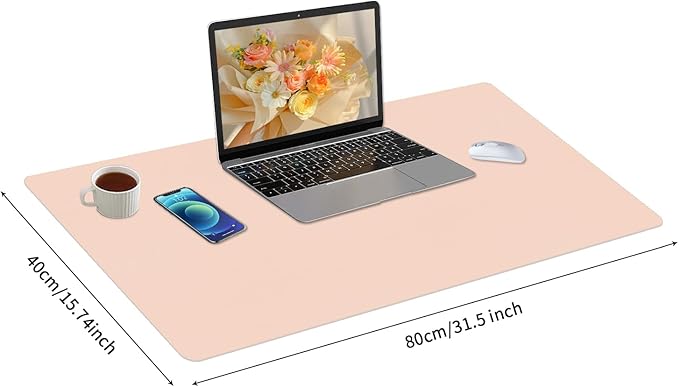 Bloss Pink Desk Mat, Leather Desk Pad, Desk Matt - Image 4