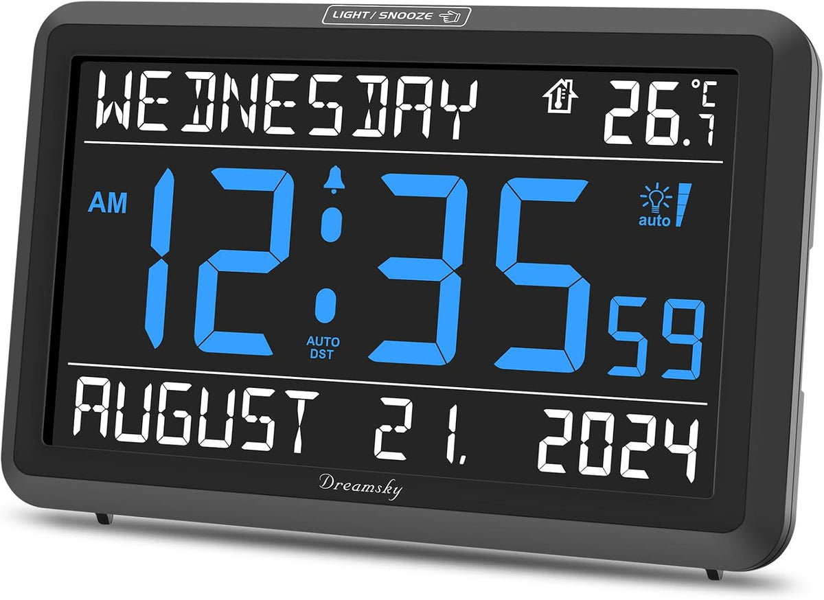 dreamsky large digital clock with date and day, main product view