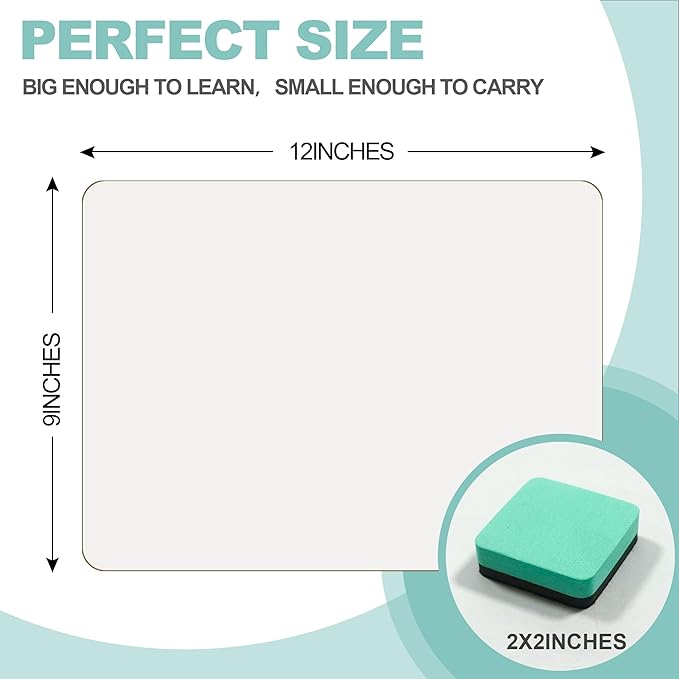 30 Pack Small White Boards, Teacher School, Include 30 Markers, 30 Erasers - Image 3