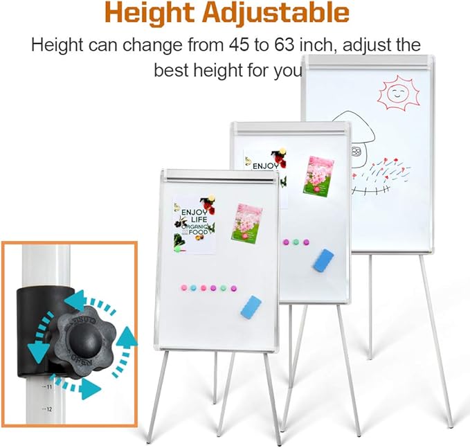 DexBoard 2-Pack 36 x 24 Inch Magnetic Dry Erase Easel Tripod Stand, Height - Image 2