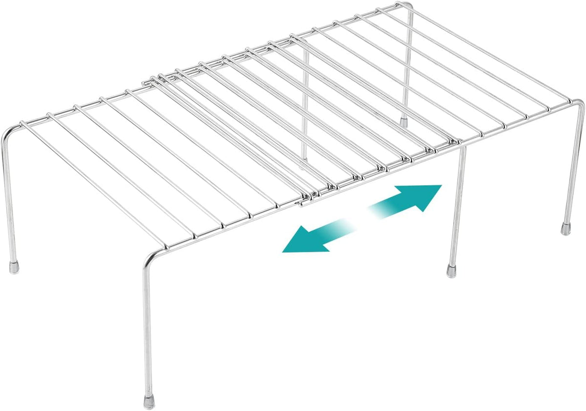 Expandable Cabinet Shelf Rack, Stainless Steel Adjustable Kitchen Countertop ...