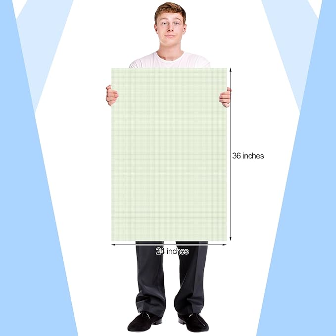 Fuyoooo 25 Sheet Graph Paper Pad 24" x 36" Large Graph 1" and 1/4" Ruled Grid - Image 2