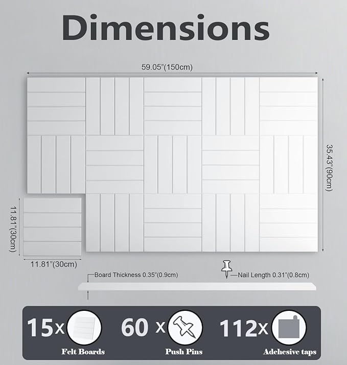 G Gamit Large Felt Wall Tiles Bulletin Board 59”x36”, Large Cork Board - Image 2