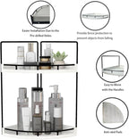 Dorhors 2-Tier Rustic White Corner Bathroom Shelf - Image 4