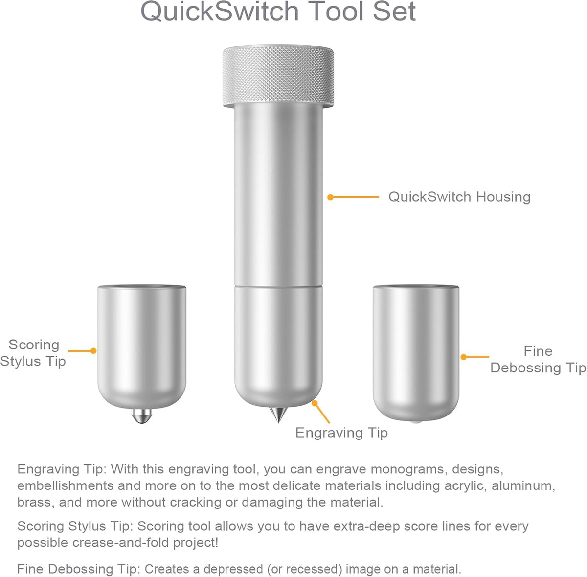 Engraving Tip + Scoring Tip + Fine Debossing Tip + QuickSwitch Housing for Cr...