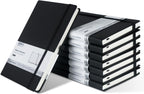 POPRUN 8 Pack Black Lined Journal Notebooks, Waterproof PU Leather Hardcover