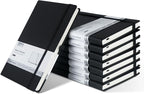 POPRUN 8 Pack Black Lined Journal Notebooks, Waterproof PU Leather Hardcover by POPRUN