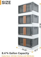 AssHMKIT Storage Bins, Plastic Cabinet, 8.4 Gallon Capacity, 4 Pack, Stackable - Image 2