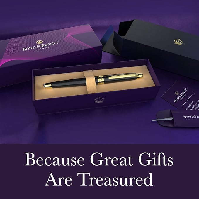Bond & Regent Gloss Black & 24 Karat Gold | Certified Luxury Grade Rollerball - Image 2
