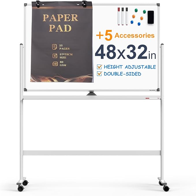 Large Dry-Erase Rolling Magnetic Whiteboard by TSJOFFICE