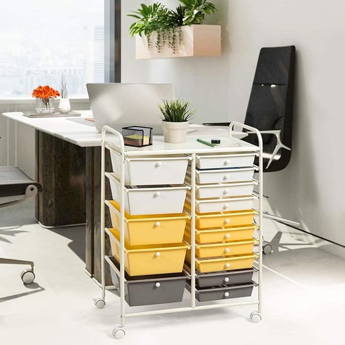 LDAILY 15 Drawer Rolling Storage Cart, Rolling Cart - Image 8