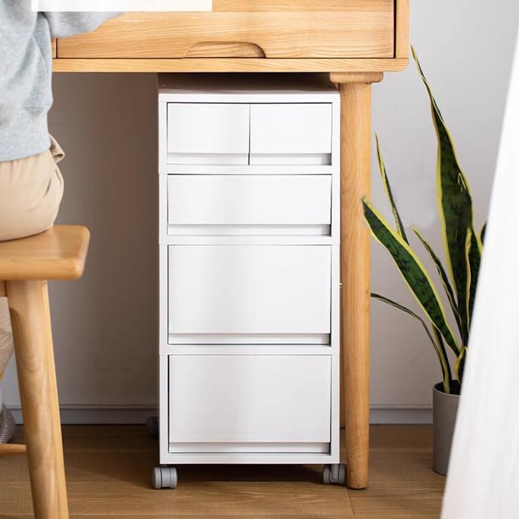 White Rolling Filing Cabinet with Caster Wheels 4 Drawer Vertical Storagefor Home Office & Bedroom Mobile Storage Solution for Documents & Supplies,/White-4 Drawers