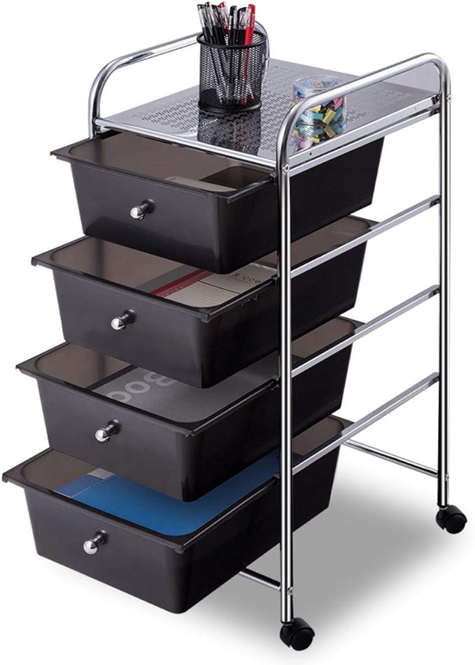 Giantex 4 Drawers Cart Storage Bin Organizer Rolling Storage Cart Metal Frame - Image 5