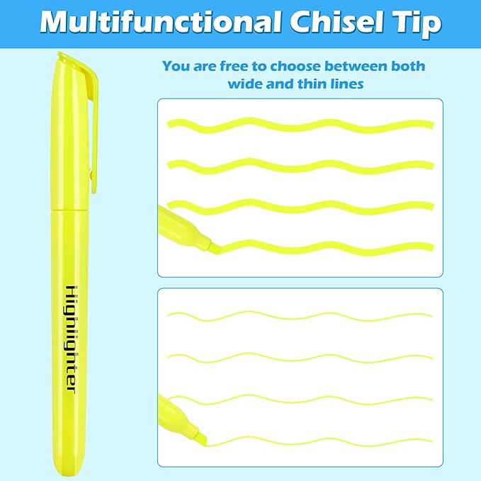 KIZZYEA Highlighters, 60 Pack Yellow Highlighters Bulk, Bright Color Chisel Tip - Image 5