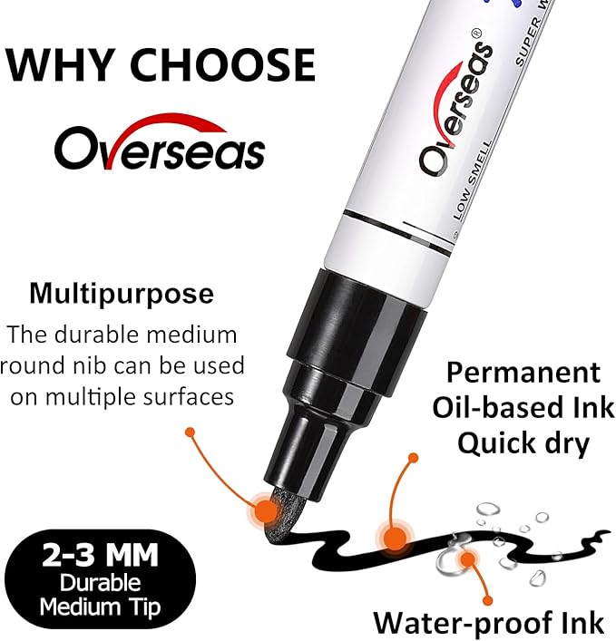 Overseas Black Paint Marker Pens - Image 2