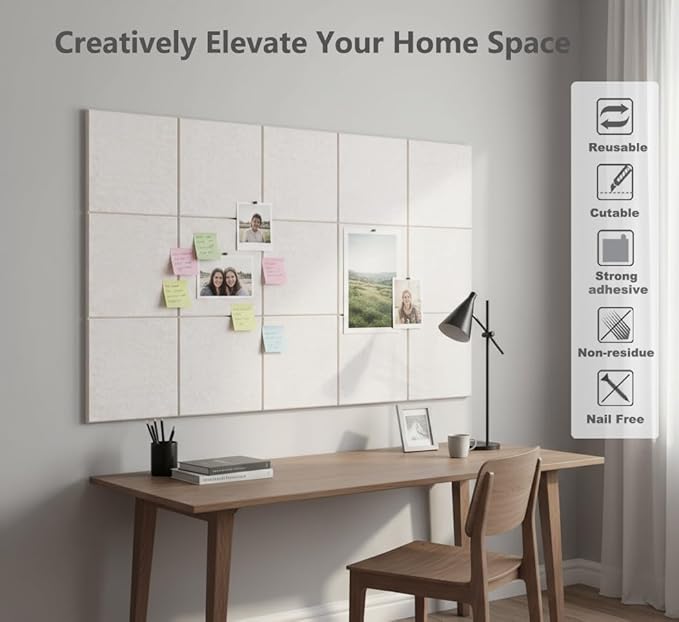 G Gamit Large Felt Wall Tiles Bulletin Board 59”x36”, Large Cork Board - Image 5