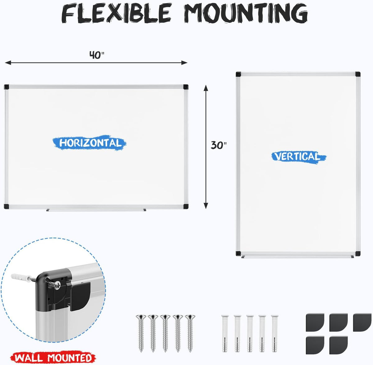 OLIXIS 30" x 40" Magnetic White Board, Dry Erase Board for Wall, Wh...