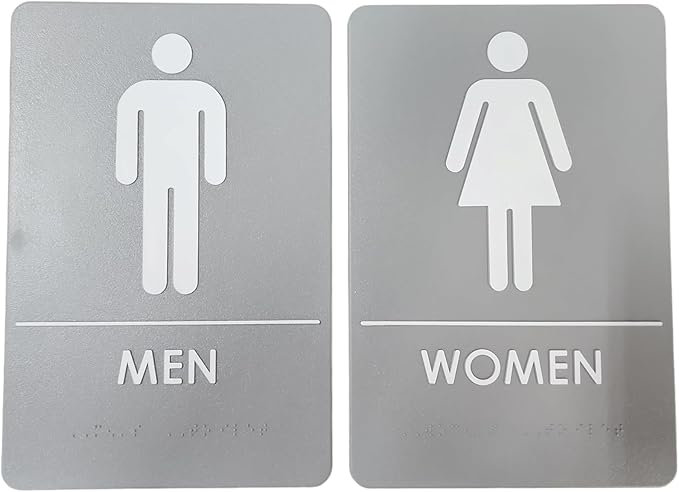 USA Made - Men's and Women's Restroom Signs ADA-Compliant Bathroom Door Signs by RockRidge