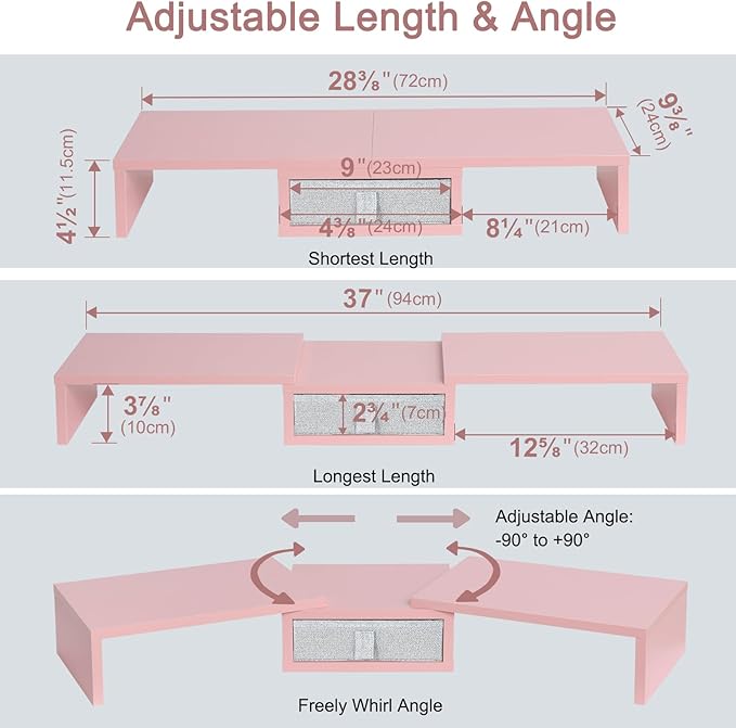 TEAMIX Pink Dual Monitor Stand Riser - Image 5
