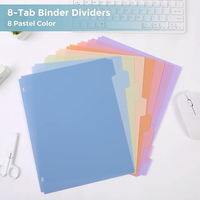 SKYDUE Durable Plastic 8-Tab Dividers, Big Tab Dividers - Image 2