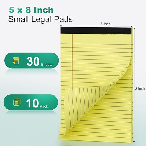 10 Pack Yellow Legal Pads 5x8 Small Note Pads, Writing Pads - Image 2