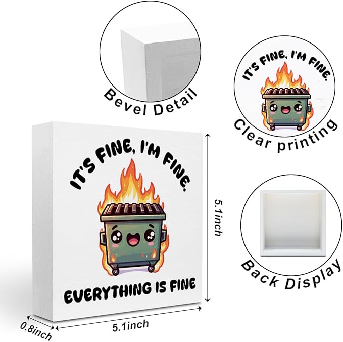 Funny Desk Decor, Dumpster and Fire Wood Box Sign - Image 2