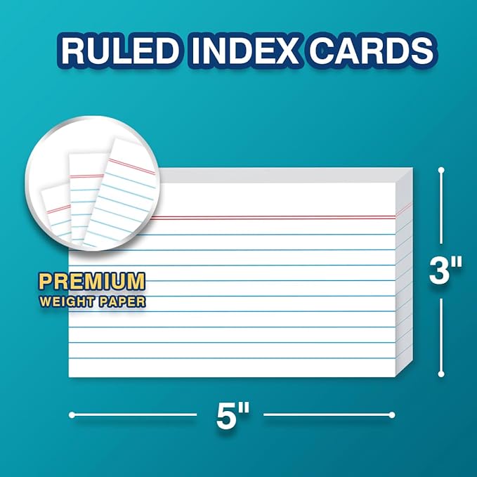 H4D 3x5 Index Card Holder with 100 Heavyweight Ruled Index Cards and 25 Plastic - Image 4