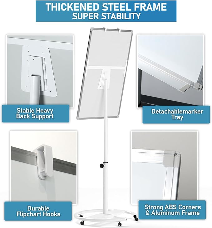 Nicpro Mobile Whiteboard 36"x 24" Magnetic Dry Erase Board, Height Adjustable - Image 5