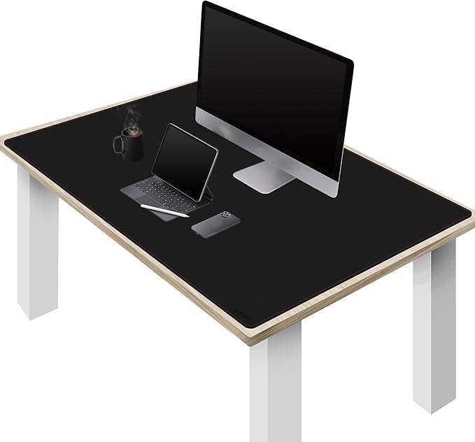 ZORESYN Large PU Leather Desk Mat Black 51.2x27.6 Inches, Waterproof Gaming by ZORESYN