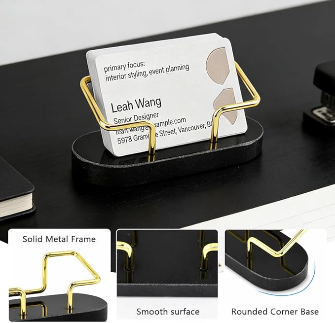 Zornaveli Marble Business Card Holder, 2 Pack Modern Business Card Display Stand - Image 4