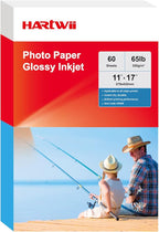 HARTWII 60 Sheets Heavyweight Inkjet Glossy Photo Paper 11 x 17 inch 65lb 250gsm by HARTWII