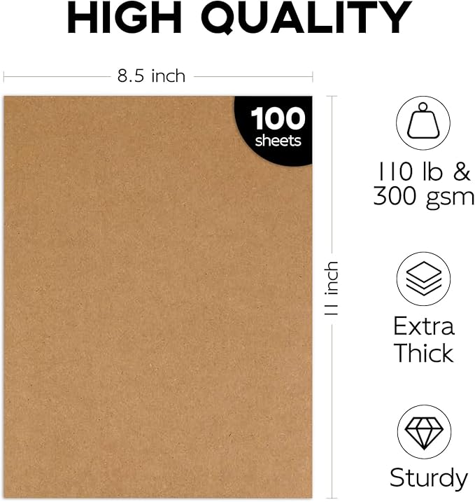 Heavy Weight 110lb Cardstock Brown Printer Paper, Goefun 100 Sheets Brown - Image 2